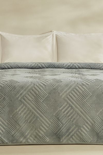 Karaca Home Rita Blue Emboss Blanket Double