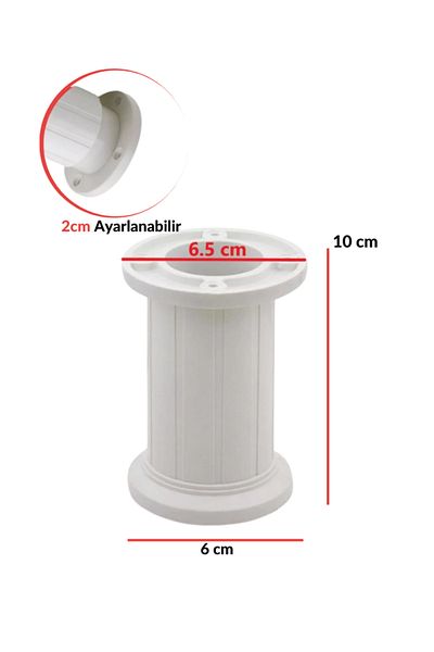 MKLAKS Jumbo Plastic Reglabil Dulap Mobilier Fotoliu Canapea Bancă Picior de ridicare Picioare albe 10 Cm