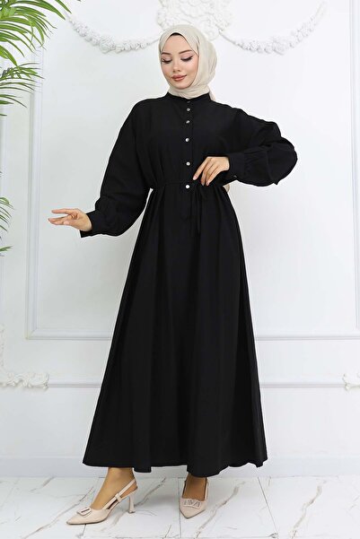 benguen Black Front Button Tie Dress 2242