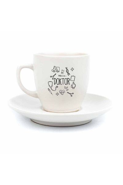 PALTO TASARIM Doctor Cream Turkish Coffee Cup - Gift Ceramic Turkish Coffee Cup