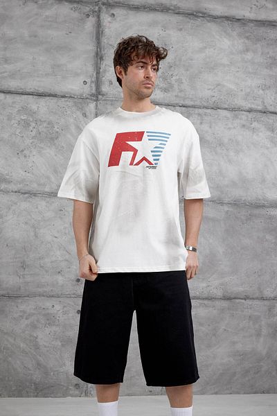 NOMARC Tricou supradimensionat alb Farfrom Written