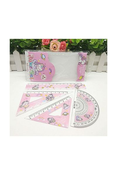 Mucizelerevi Kawaii Sanrio Ruler Set Stationery School Supplies Geometry Measurement Accessories