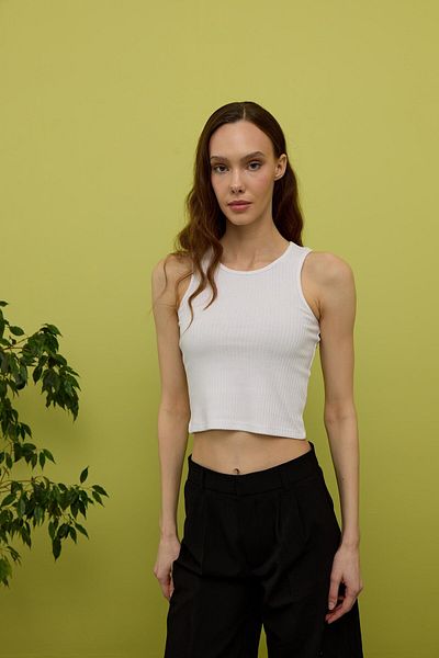 TUBİA Women's White Zero Sleeve Crop Blouse