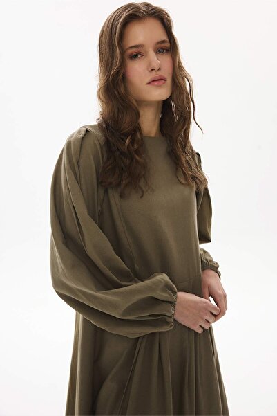 Hooopstore Kenitra Side Tie Detailed Khaki Dress