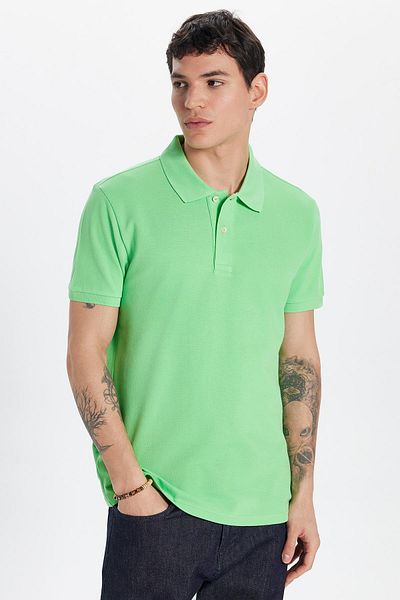 Tudors Ανδρικό T-shirt Slim Fit Slim Fit 100% βαμβακερό πράσινο γιακά πόλο
