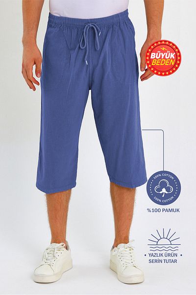 Dechers Men's Large Size 100% Cotton Linen Look Capri E203