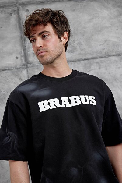 NOMARC Ανδρικό μπλουζάκι μεγάλου μεγέθους με μαύρο γράμμα Brabus