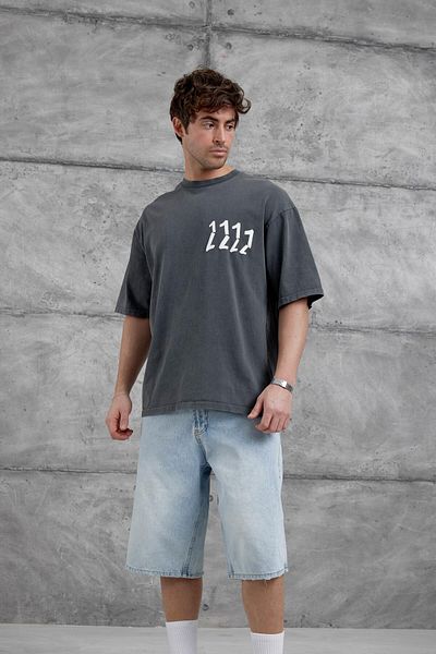 NOMARC Καπνιστό 1111 Γραμμένο Πλυτό Oversize Tshirt