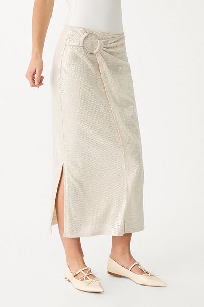 Stradivarius Sequinned Midi Skirt With Buckle Limited Edition