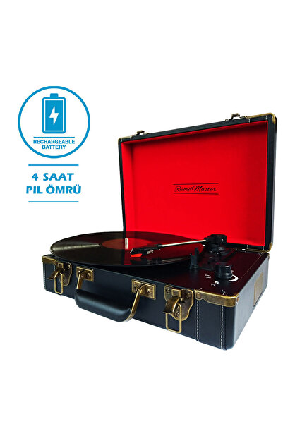 Record Master T317ub Retro Pikap - Siyah - Bluetooth - Şarj Edilebilir