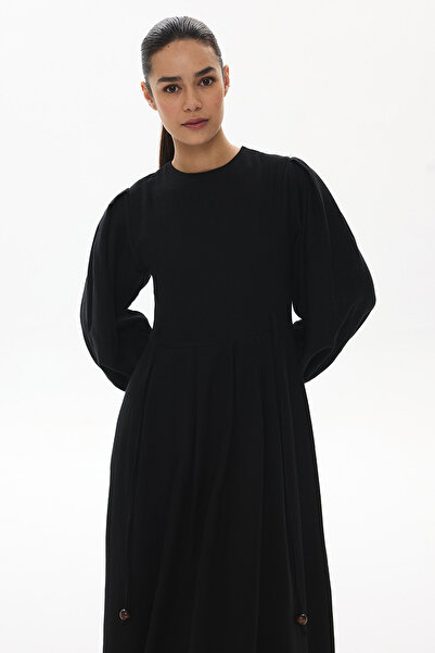 Hooopstore Μαύρο φόρεμα Kenitra με λεπτομέρεια με κορδόνια στο πλάι