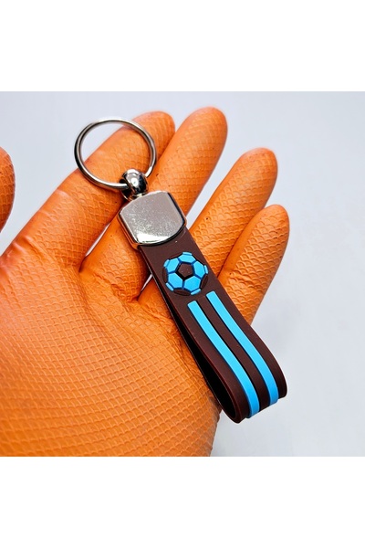 ÜNSA Anahtar Keychain Bag Accessory Rubber Metal Head Keychain Claret Red Blue Set