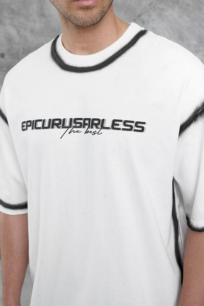 NOMARC Λευκό Oversize T-shirt με επιγραφή Epicurusarless