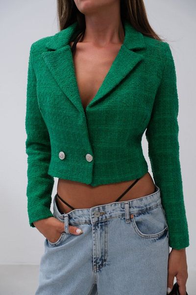 1001moda Tweed Crop Blazer Jacket