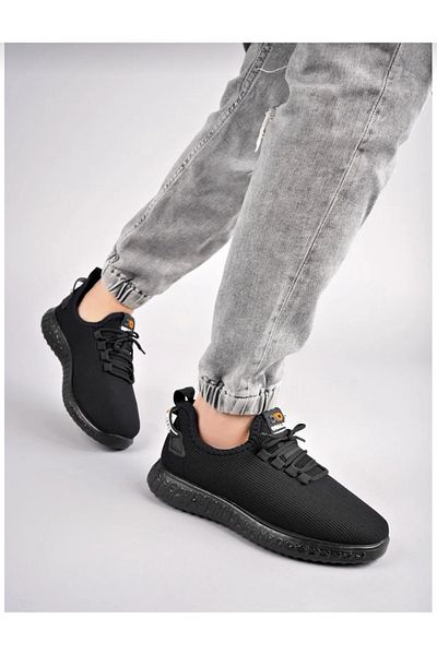 SPOR AYAKKABI MARKET Black Cloth Slip-On Comfortable Flexible Breathable Sneakers
