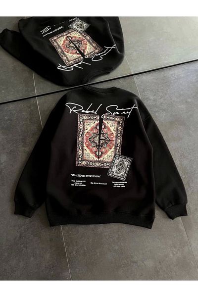 Giyimodam Φούτερ Modavera Crew Neck με στάμπα - Μαύρο