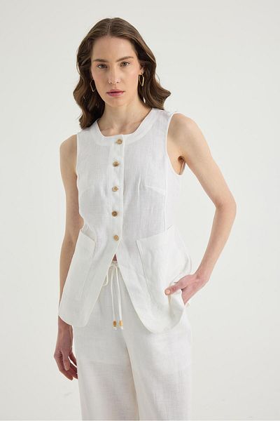 Masha Kate Linen Buttoned Vest