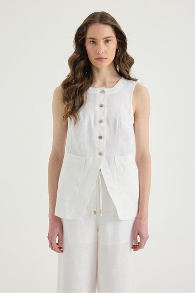 Masha Kate Linen Buttoned Vest