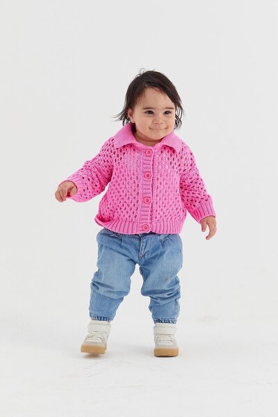 MARKALİSTE Pink Children's Knitwear Cardigan