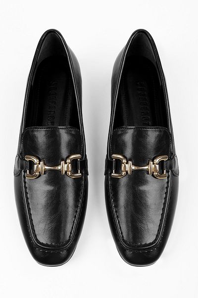 Shoeberry Women's Daze Black Skin Ballerinas
