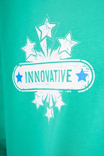 Machinist Ανδρικό μπλουζάκι με μίνιμαλ υφή με στάμπα ανοιχτό πράσινο