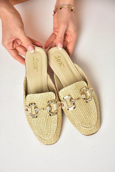 Fox Shoes U 250009117   Beige Wicker Women's Slippers