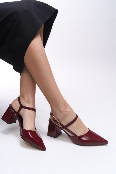 Riccon Pantofi cu toc Iselradyl pentru femei 0012020   Piele lacuita rosie Claret