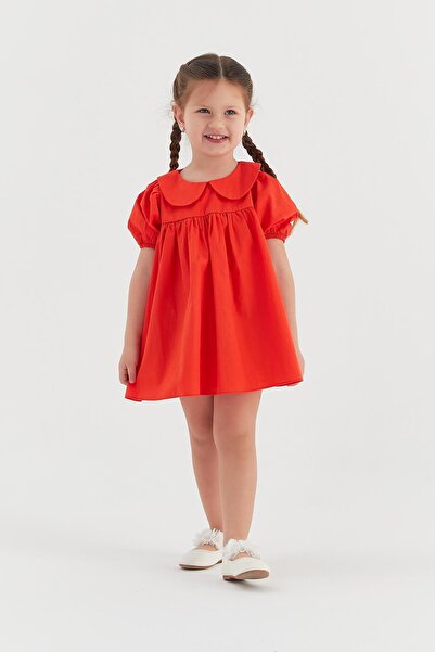 MARKALİSTE Baby Collar Poplin Dress Orange