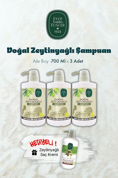 Eyüp Sabri Tuncer Olive Oil Shampoo 700ml X 3 + Conditioner Set