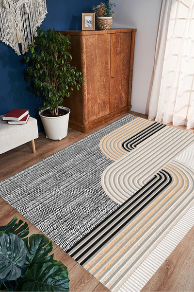 eco concept Dijital Baskı Halı, Geometrik Halı, Makinede Yıkanabilir, Salon H...
