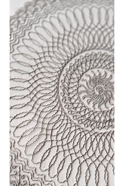 EVYA Dowry French Lace Cord Embroidered 6-Piece 40 cm Round Plate & American Service Set Gray Color