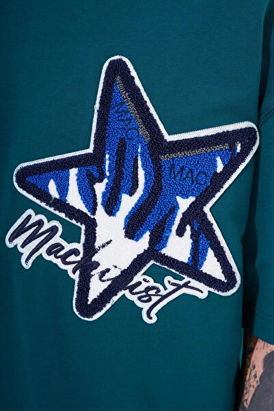 Machinist Ανδρικό μπλουζάκι Macstar με κέντημα Oversize Petrol Green