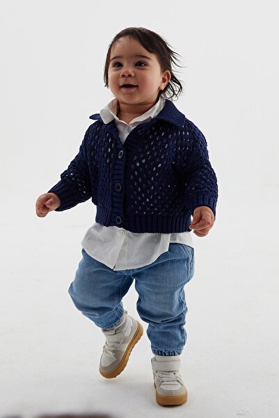 MARKALİSTE Navy Blue Children's Knitwear Cardigan