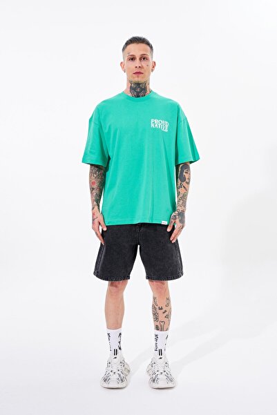 Machinist Чоловіча індійська футболка Oversize з принтом, електрично-зелена