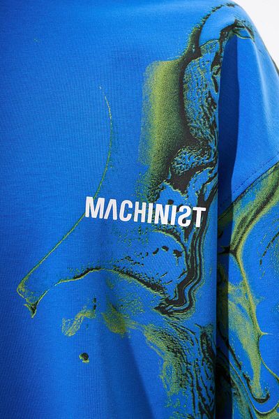 Machinist Men's Oversize Blue Abstract T-Shirt