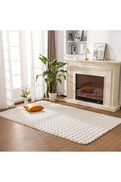 lilium Bubble Serisi Dekoratif Kaymaz Taban Krem Yumuşacık Puffy Peluş Halı