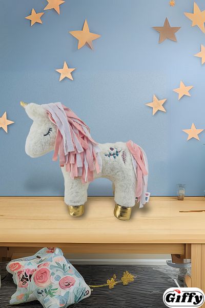 giffy Plush Unicorn 30 cm Tall Cute Unicorn with Hair Comb and Horn Gift for Children