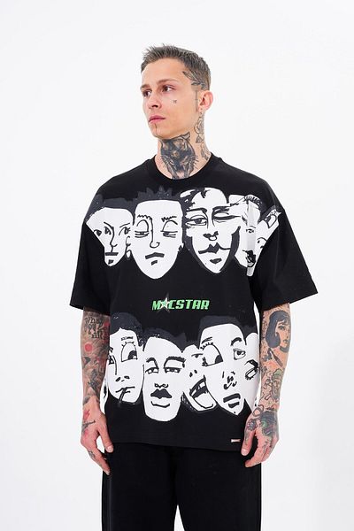 Machinist Macstar Heads Men's Oversize Black T-Shirt