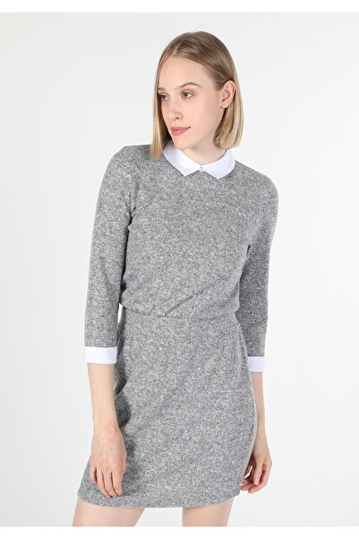 Colin's Tricou cu mânecă lungă, gri, cu gât de cămașă, cu formă regulată