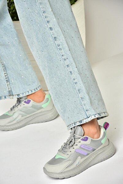 Fox Shoes U 702001504 Gray/Lilac Fabric Sports Shoes Sneakers