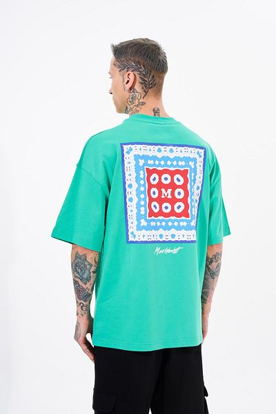Machinist Ανδρικό μπλουζάκι ανοιχτό πράσινο Oversize - Ethnic Printed