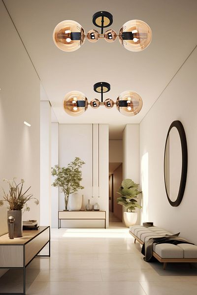 MŞ Aydınlatma Misket Black Gold 2 Honey Glass Plafonier Chandelier