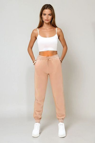 VAGGON Beige 3 Thread Ribbon Women's Jogging Tracksuit - Prmx10929