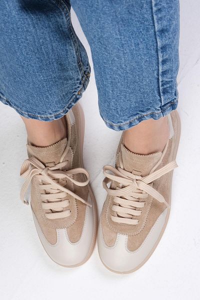 Mio Gusto Nikita Genuine Suede Beige Color Women's Casual Sports Shoes