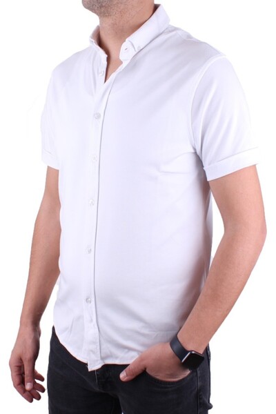 Twister Jeans Ανδρικό πουκάμισο Twister 1853 Λευκό κοντομάνικο casual βαμβακερό