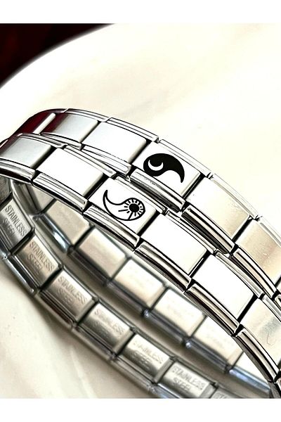 Vamoria Sun Moon Pattern Yin Yang Italian Charm Steel Couple Bracelet