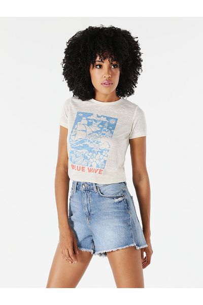 Colin's Tricou alb pentru damă, cu decolteu rotund, cu croiala normală - Cl 1058918