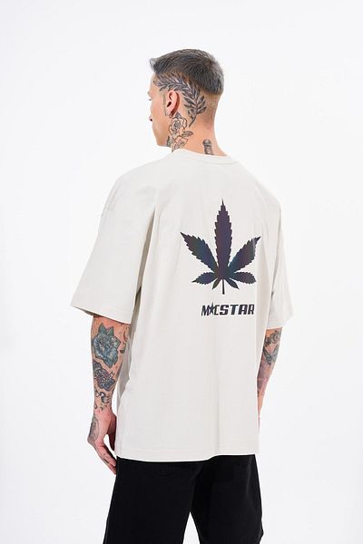 Machinist Ανδρικό μπλουζάκι Macstar Leaf Printed Oversize Grey T-shirt