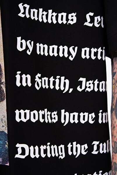 Machinist Ανδρικό κεντημένο τύπωμα Λεπτομέρεια Oversize Μαύρο T-Shirt