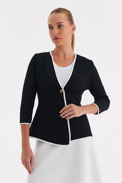 MARKALİSTE Μαύρο πλεκτό μπουφάν Blazer